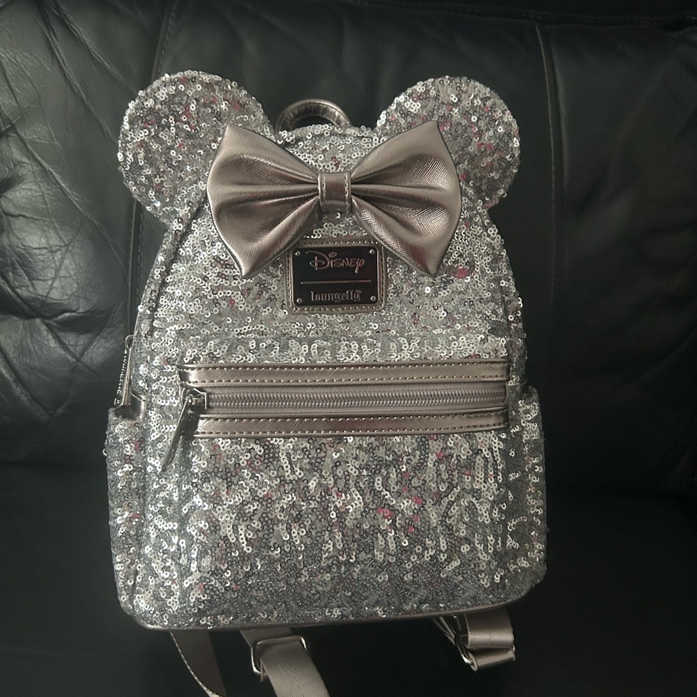 Loungefly Silver Sequin Mini Backpack